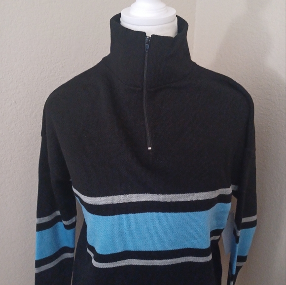 NWT BP. Nordstrom Women's Mock Neck Sweater 1/4 Zip Striped Y2K - Picture 3 of 11